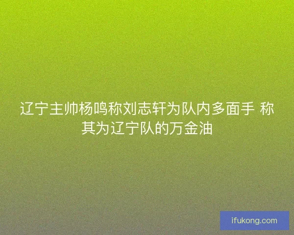 辽宁主帅杨鸣称刘志轩为队内多面手 称其为辽宁队的万金油